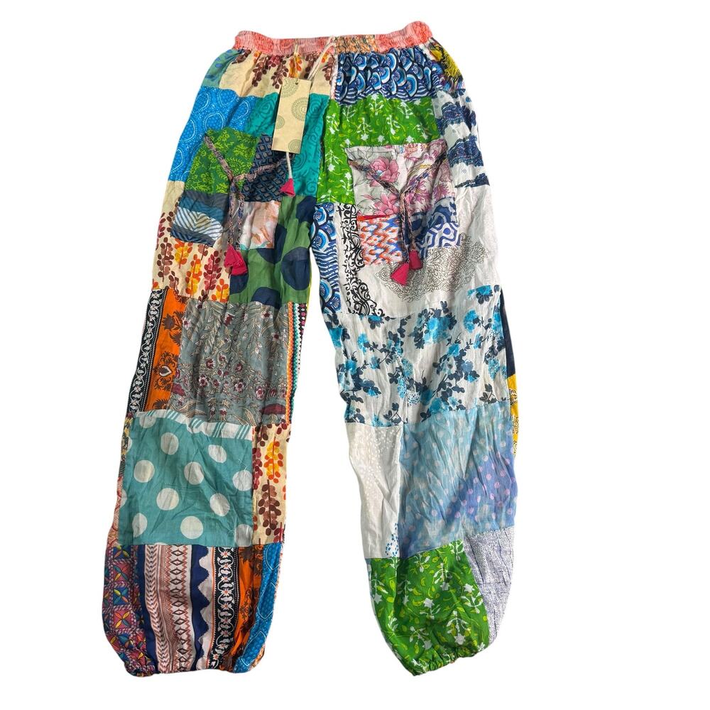 NWT Urban Mangoz Patchwork Harem Pants Small Boho Festival Hippie Tassel